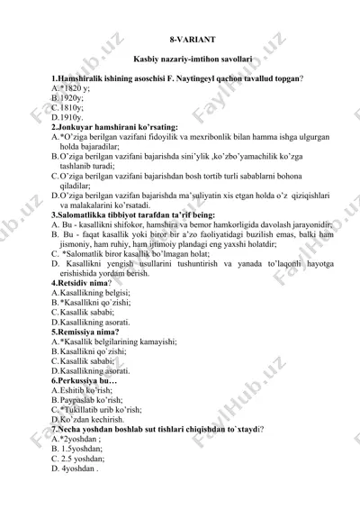 kasbiy nazariy-imtihon savollari — DOCX