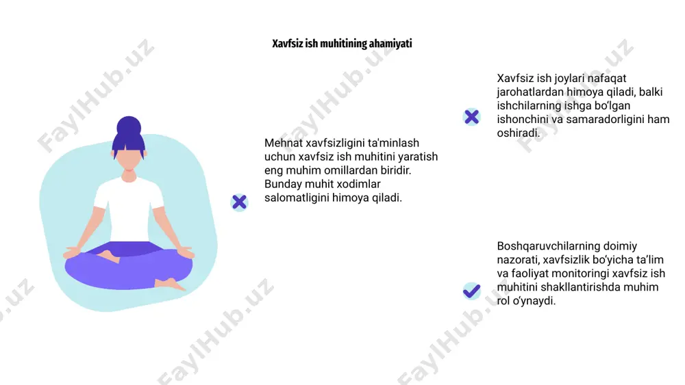 ahlil qilingach, ularning asosiy sabablari aniqlanadi va shunga asoslangan profilaktika choralarini ishlab chiqish jarayoni boshlanadi. kelgusida xatoliklar takrorlanmasligi uchun doimiy monitoring olib boriladi va xodimlarga muntazam ravishda xavfsizlik bo‘yicha o‘quv mashg‘ulotlari o‘tkaziladi. rahbariyatning roli va mas’uliyati rahbariyat mehnat xavfsizligini ta'minlashda asosiy rol o‘ynaydi. ular xavfsizlik siyosatini ishlab chiqib, barcha xodimlarga aniq tushuntirishlari zarur. mas’uliyatli rahbarlar xodimlarga zaruriy treninglarni tashkil etib, xavfli holatlarni erta aniqlash va ularni bartaraf etishga yo‘naltirilgan choralar ko‘radi. ular nazorat tizimini joriy qilib, muntazam tekshiruvlar o‘tkazadi. bu orqali nosozliklar erta aniqlanib, mehnat muhitida xavfsizlikni mustahkamlaydi. xodimlar o‘rtasida madaniyatni shakllantirish xodimlar orasida mehnat xavfsizligi madaniyatini shakllantirish, xavf-xatarlarni anglash va oldindan oldini olish ko‘nikmalarini rivojlantirish orqali boshlanadi. bu juda muhimdir. har bir tashkilotda muntazam treninglar o‘tkazilib, xodimlarga xavfsizlik qoidalari va ularning amaliy ahamiyati tushuntirilishi zarur. bilim madaniyatni shakllantiradi. rag‘batlantirish tizimlari orqali xodimlarni mehnat xavfsizligiga amal qilishga undash, ular o‘rtasida ijobiy munosabat va mas'uliyat hissini kuchaytiradi. mars is a cold …
