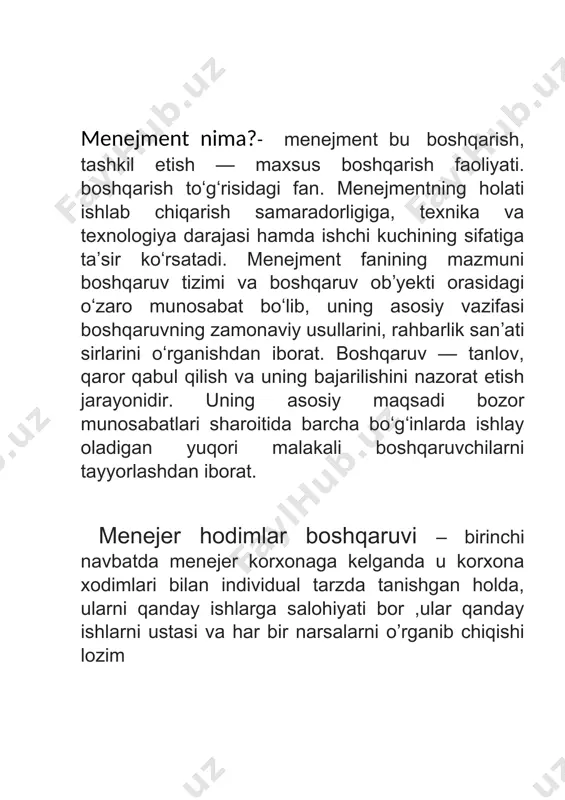losa – menjer korxonada asosiy kadr bolib u xodimlarni o’z layoqiyati bor ishlarga jalb qiladi va menejer birinchi navbatda korxonada liderlik qobilyati borligi uchun ajralib turadigan kadr.