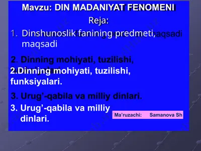 din madaniyat fenomeni — PPTX
