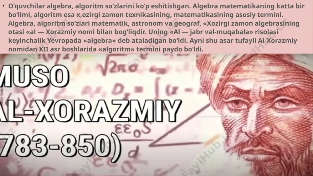 hug`ullangan. u qiziqqan fanlar qatorida meditsina ham bo`lgan. koshiyni ulug`bek o`zining astronomiya maktabida ishlashga taklif qilgan. astronomiya maktabi uchun ilmiy kadrlar zarur edi. koshiy ulug`bek madrasasida astronomiya va matematikadan dars berdi. bir vaqtning o`zida u ulug`bek maktabida olib borayotgan ilmiy ishlarda ham ishtirok etdi. u ilmiy ishlarning yakuni sifatida "hisob kaliti", "aylana haqidarisola", "vatar va sinus haqidarisola" nomli va boshqa ko`plab asarlarni yaratdi. koshiyning matematika sohasida qilgan kashfiyotlari juda katta. uning zamonida hisoblash ehtiyojlari uchun 60 li sanoq sistemasidan foydalanilar edi. u birinchi bo`lib o`nli kasrlarni kashf qildi va ular ustida amallar bajarishning qoidalarini ko`rsatib berdi. koshiyning ikkinchi kashfiyoti sonlardan p-darajali ildiz chiqarish amali edi. koshiy umar hayyom asarlari orqali formulani ixtiyoriy natural darajalar uchun bilgan va undan ixtiyoriy sondan natural darajali ildiz chiqarishda foydalangan. bu usul koshiygacha bo`lmaganmi, degan savolga matematika tarixchisi p.lukey bu usul kub ildiz chiqarish uchun ahmad al- nasafiyda uchrashini aytadi. lukey nasafiy bilan koshiy orasidagi …