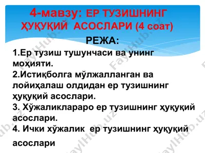 er tuzishning huquqiy asoslari — PPT