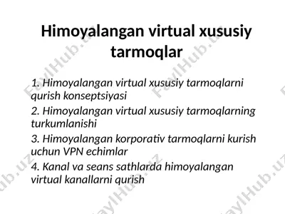 himoyalangan virtual xususiy tarmoqlar — PPTX