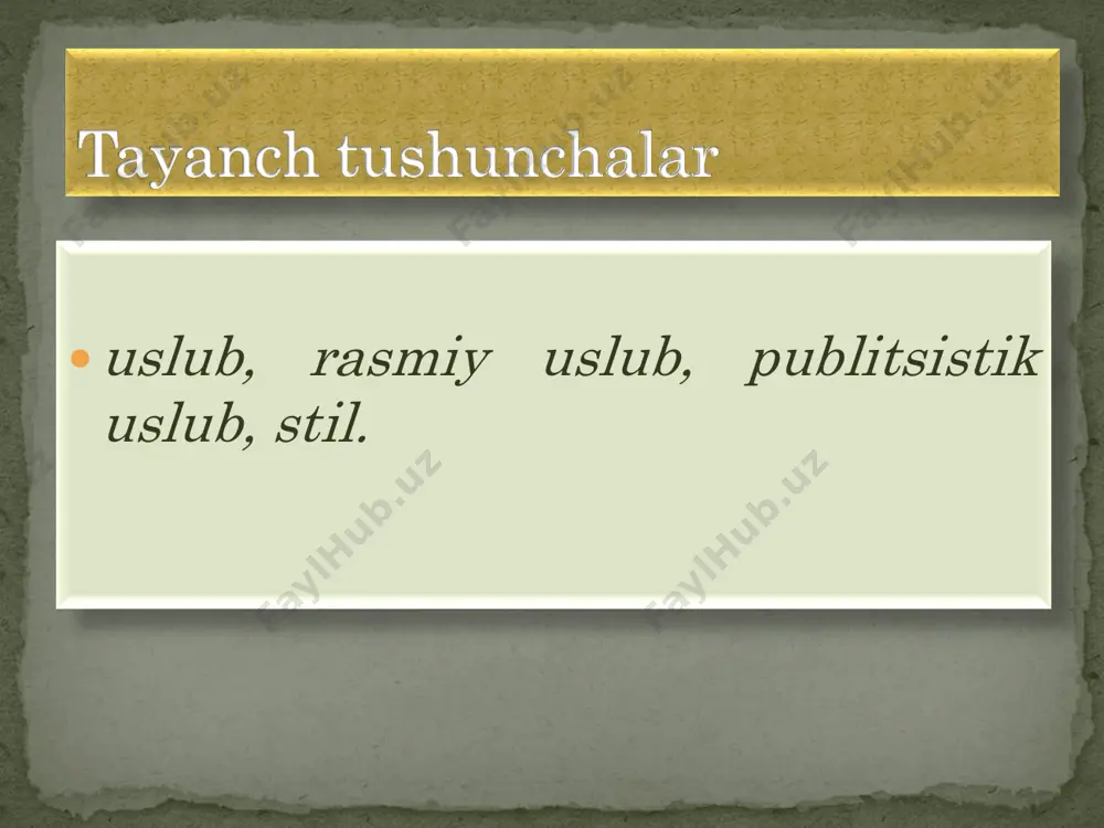 ik davri о„zbek tili rasmiy uslub leksikasidagi yangilanish va о„zgarishlar, ayniqsa, idoraviy ish hujjatlari uslubida yaqqol namoyon bо„ldi. ma‟lumki, respublikamiz mustaqillikka erishgunga qadar yurtimizda idoraviy ish hujjatlari, asosan, rus tilida yuritilgan. juda kam turdagi ish hujjatlari о„zbek tilida yozilgan. idoraviy ish hujjatlarining deyarli rus tilida yozilishi natijasida о„zbek tili rasmiy uslubining bu yо„nalishida yangi leksik birliklarning yaratilishiga ehtiyoj kuzatilmagan. mustaqillik davri rasmiy-idoraviy uslub taraqqiyoti • yusuf xos hojibning «qutadg„u bilig (xi asr) asarida «yorliq, noma» ma‟nosidagi «bildirguluk» sо„zi bor. bu sо„z sof turkiy «bilmoq» fe‟lidan yasalgan. shularni hisobga olib, «raport» deyiladigan hujjatni о„zbek tilida «bildirish» sо„zi bilan nomlash mumkin. «spravka» ma‟nosini «ma‟lumotnoma» sо„zi bemalol ifoda etib kelmoqda». bugungi kunda bu kabi ruscha о„zlashmalar о„zbekcha muqobili bilan almashtirildi va til egalari xotirasidan mustahkam о„rin oldi. •mustaqillik davrida о„zbek rasmiy-idoraviy ish hujjatlari uslubi yangidan shakllandi desak, mubolag„a bо„lmaydi. bu davrda idoraviy ish hujjatlarida keng qо„llanib kelingan ruscha terminlar imkon qadar о„zbekcha yangi …