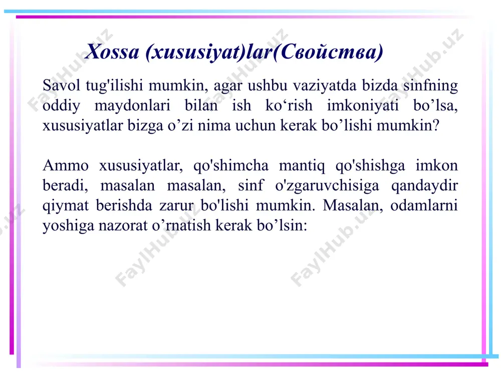 indeks bo'yicha person ob'ektini yratadi va o'rnatadi, ikkinchida esa person ob'ektini o'z nomi bilan faqat yaratadi. 34 /docprops/thumbnail.jpeg