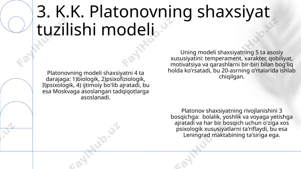 shlarida rossiyada shaxsiyat psixologiyasi asosan refleksologiya va fiziologik yondashuvlarga asoslangan bo'lib, ivan pavlovning ishlari katta ta'sir ko'rsatgan. 12. rus psixologiyasida shaxsiyatga yondashuvlarning tarixiy kelib chiqishi e'tiboringiz uchun rahmat @taqdimot_robot image1.png image2.png image3.png image4.png image5.png image6.png image7.png image8.png image9.png image10.png image11.png image12.png image13.png
