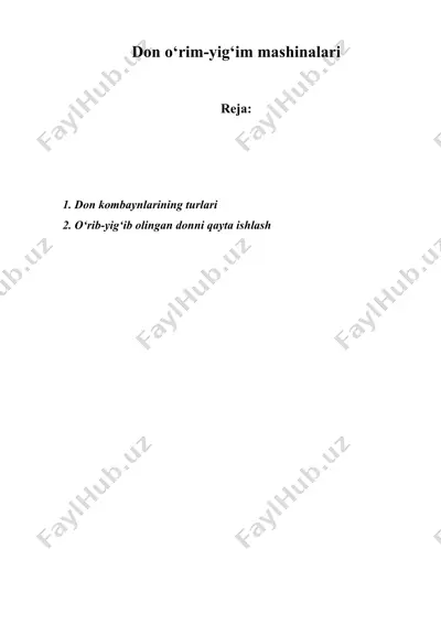 don o‘rim-yig‘im mashinalari — DOCX
