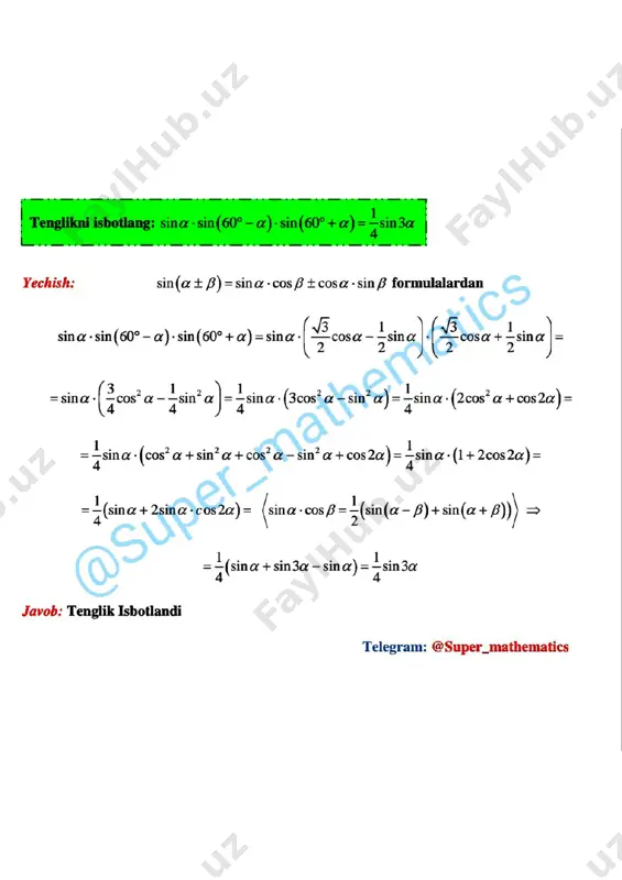 matematik formulalar misollar to‘plami - Page 5