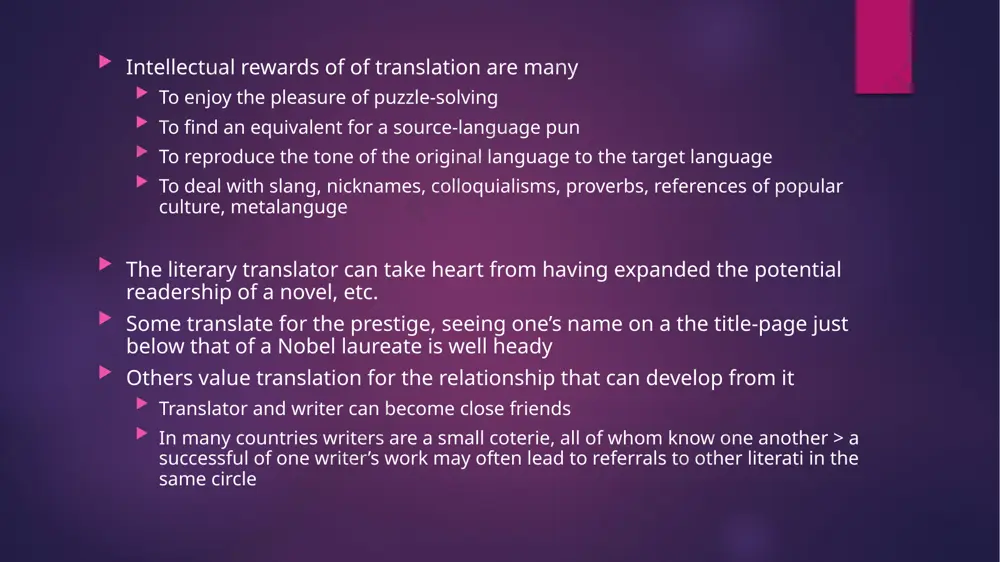 ere you want to publish decide how much time you are willing to invest line up qualified readers to give a second opinion before you send a translation to the editor the more often you send out a work, the better chance it will hit print avoid to send a translation twice to the same publication avoid to say honestly in your cover letter that you have sent a manuscript to the rival publication, but once a publisher expresses interest in seeing the entire manuscript, standard policy is to submit it to one house until a decision is reached. goodness of fit between your translation and the needs of a periodical: what is its focus? (example: german literature and culture) what does it frequently publish? (ex: trans. from german) does it consider various genres? (ex: drama, poetry, fiction) does it have reasonable turnaround? (max. 6 months from receiving the manuscript …