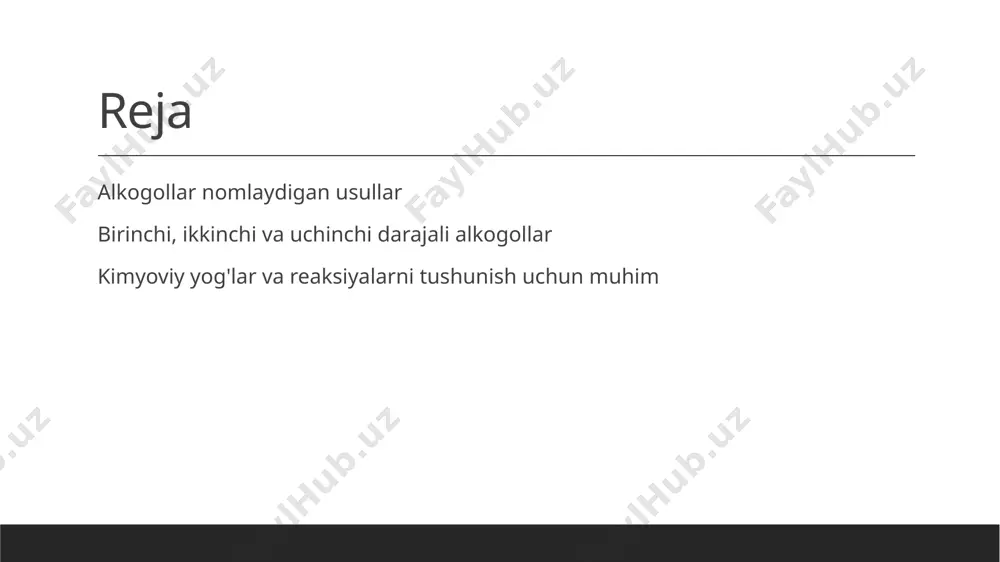li bo'ladi. alkogollar nomlashning kimyoviy muhimligi 1 alkogollar kimyoviy nisbiylikda muhim ajoyibliklar. alkogollar kimyoviy reaksiyalarda katta rol o'ynaydi va tuzilishlarini tushunish kimyoviy sintezlarda juda muhimdir. 2 nomlash alkogollar nomlashi kimyoviy tuzilishlarni tushunish va kimyoviy yog'lar bilan munosabatlarni aniqlashda muhim ahamiyatga ega. nomlashni tushunish kimyoviy tanqidga imkon beradi. 3 iupac iupac nomlanishi alkogollar uchun standart qoidalarni taqdim etadi. bu nomlanish usullarining o'rganilishi kimyoviy kommunikatsiyada aniqlik va sodda fikrlashni ta'minlaydi. organik kimyoda nomlash: alkogollar misollar bilan organik kimyoda alkogollar nomlanishi, iupac nomlash tizimi bo'yicha o'rganiladi. birinchi, ikkinchi va uchinchi darajali alkogollar mavjud bo'lishi mumkin. kimyoviy tuzilmalar va reaktsiyalar tushunchalarini tushunishda katta ahamiyatga ega. photo by yosuke ota on unsplash alkogollar nomlash va kimyoviy yog'lar: munosabatlar kimyoviy yog'lar alkogollar kimyoviy yog'lar orqali kimyoviy munosabatlarga kirishadi. bu yog'lar kimyoviy tuzumlar va reaksiyalarda katta o'rin egallaydi. kimyoviy bog'liqlar alkogollar kimyoviy bog'liqlar orqali kimyoviy munosabatlarni olib boradi. ular o'zaro reaksiyalarda xususiy o'rin egallaydi va kimyoviy tuzumlar …