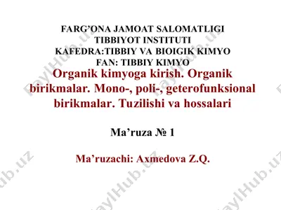 organik kimyoga kirish — PPT