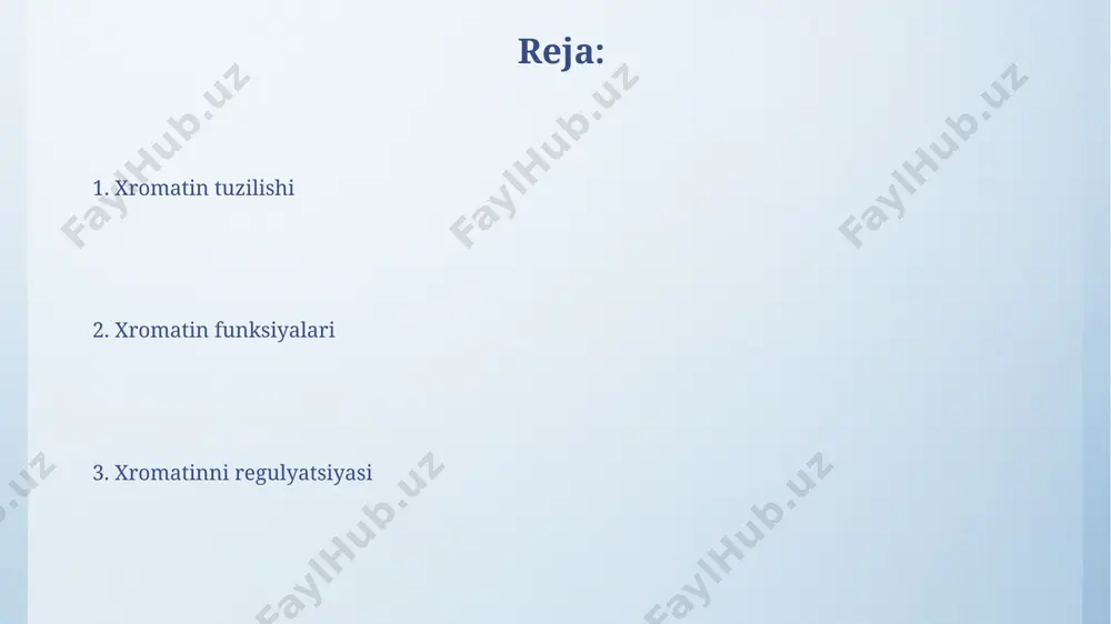 a (fish) texnikalaridan foydalanib, 5000 dan ortiq genning faolligi o'rganiladi. xromatin strukturasini aniqlashda 30 nm tolali tuzilmani vizualizatsiya qilish uchun, elektron mikroskopiya va krio-elektron mikroskopiya usullari, shuningdek, immunopresipitatsiya usullaridan foydalaniladi. xromatinning kelajagi o'zbekistonning toshkent shahrida joylashgan biotexnologiya instituti xromatinni o'rganishga bag'ishlangan 2 ta yangi loyihani boshlaydi, bu loyihalar 5 yil ichida yangi kashfiyotlarga olib kelishi mumkin. xromatin tadqiqotlari bo'yicha 2025 yilgacha dunyo bo'ylab 500 million dollardan ortiq mablag' sarflanishi va bu sohada yangi dori vositalarini yaratishga olib kelishi kutilmoqda. dnk replikatsiyasi va xromatin evkalipt hujayralarida o'tkazilgan tajribalar shuni ko'rsatdiki, xromatinning 30 nm tolali strukturasining o'zgarishi replikatsiya boshlanish nuqtalarining faollashuviga ta'sir qiladi va bu jarayon taxminan 100 dan ortiq replikonlarni o'z ichiga oladi. dnk replikatsiyasi jarayonida xromatin strukturasining bo'shashishi, 2 nm li nukleosomalar orasidagi masofaning 10 nm gacha yetishiga olib keladi va bu esa dnk polimeraza kabi fermentlarning dnkga kirishi va replikatsiya viloyatlariga erkin harakat qilishini ta'minlaydi. xromatinni qayta tuzilishi xromatin …