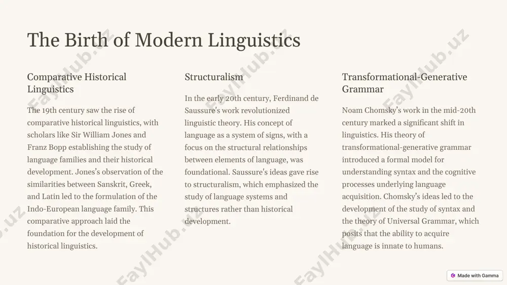 understand the cultural and linguistic differences that can impact communication. this knowledge is essential for effective communication in diverse settings. 9 the future of linguistics neurolinguistics the field of neurolinguistics, which explores the neural basis of language, is expected to continue to grow, providing insights into the brain mechanisms underlying language processing and acquisition. computational linguistics computational linguistics, which uses computers to analyze and process language data, is becoming increasingly important in areas such as natural language processing, machine translation, and artificial intelligence. global linguistics as the world becomes increasingly interconnected, the study of global languages and language contact will become increasingly important, providing insights into the dynamics of language change and diversity. interdisciplinary research linguistics is becoming increasingly interdisciplinary, drawing on insights from fields such as psychology, anthropology, sociology, and computer science to gain a more comprehensive understanding of language and its role in human cognition and society. 10 …