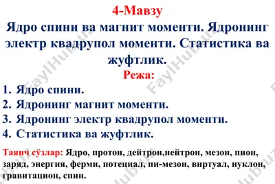 ядро спини ва магнит моментлари — PPTX
