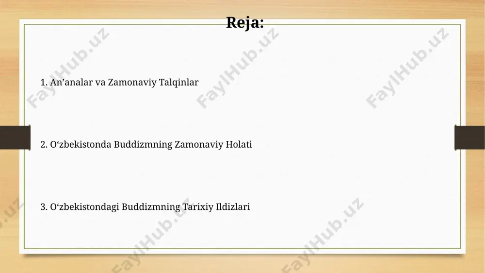 atlari марказий осиёдаги буддий жамоаларининг кўпчилик қисми, хусусан, фарғона водийсидагилар 8-12 асрларда мавжуд бўлган 200 дан ортиқ буддий обидаларининг қолдиқлари орқали тасдиқланган. самарқанд яқинидаги афросиёб шаҳридаги археологик қазишмалар натижасида, милоддан аввалги 1-асрларга тегишли 5 тага яқин буддий обидаларининг қолдиқлари топилган бўлиб, улар жамоа фаолиятининг ўша даврдаги масштабларини кўрсатади. oʻzbekistonda buddizmning qadimgi ildizlari soʻgʻd shahri (hozirgi oʻzbekiston hududi) buyuk ipak yoʻli boʻyida joylashganligi tufayli, buddist monaxlar va savdogarlarning harakati orqali buddist madaniyati va diniy taʼlimotlari tarqalgan. miloddan avvalgi 1-asrda, afgʻoniston hududidan kelgan budda haykallari va san'at asarlari buxoro va samarqand kabi shaharlarda topilgan, bu erda buddizmning mavjudligini koʻrsatadi. buddizmning tarqalish yoʻllari miloddan avvalgi i asrdan boshlab, taxminan 50 ga yaqin buddist monastiri afrasiab (samarqand) va termiz kabi shaharlar atrofida qurilganligi arxeologik topilmalar bilan tasdiqlangan. buddizmning hinoyona va mahayana mazhablari 7-8 asrlarda uzbekistan hududida mavjud boʻlib, ularning taʼsiri haykaltaroshlik va devoriy rasmlarda koʻzga tashlanadi. buddist monastirlar va ibodatxonalar amu daryo vodiysi, milodiy …