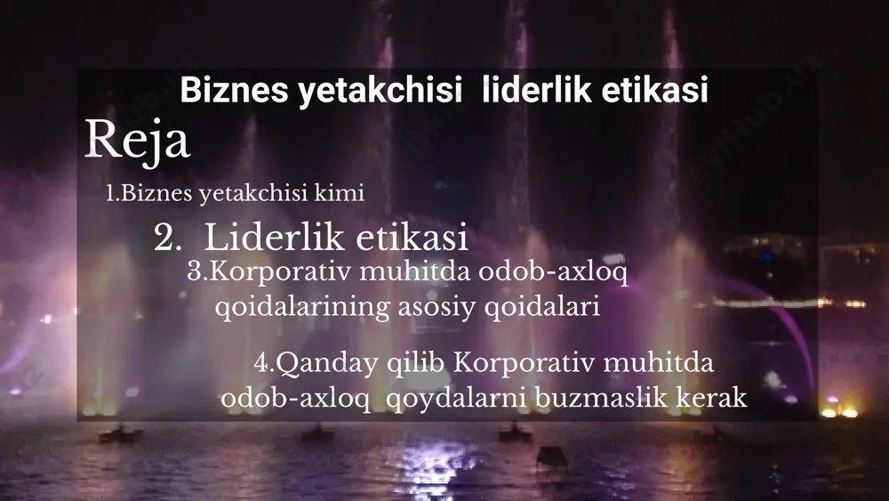 satishimiz mumkin: rahbar-mativator bu rahbar o'z hamkasblarini qanday ilhomlantirishni va ular o'zlarini qadrli va muhim his qiladigan muhitni yaratishni biladi. u boshqalarga o'rnak bo'lishi va o'z maqsadlariga erishishda yordam berishi mumkin. tezkor-rahbar ajablanarlisi va paradoksalligi shundaki, ba'zida biz tasvirlangan barcha turdagi liderlarning umumiy qiyofasi bo'lganlarni uchratamiz. ha, bu spiral dinamikada etakchi va, albatta, agile fikrlashning zamonaviy shaxsi rivojlanishining yuqori darajasi. o'zgarishlarga tezda moslasha oladigan etakchilarga misollar stiv jobs (apple) - u yangi texnologiyalar va bozor ehtiyojlariga tezda javob berish, innovatsion mahsulotlar yaratish va kerak bo'lganda biznes yo'nalishini o'zgartirish qobiliyati bilan mashhur. jek ma (alibaba) - alibaba asoschisi, o'zgaruvchan bozor sharoitlariga tez moslasha olish va undan ulkan kompaniya yaratishda foydalanish qobiliyati bilan mashhur. shuningdek, u innovatsiyalar va tajribalarga bo'lgan ishtiyoqi bilan mashhur edi. larri peyj (google) o'zgarishlarga tezda moslasha olgan liderning yana bir namunasidir. u o'zining innovatsion yechimlari va bozorni o'zgartirishi mumkin bo'lgan yangi imkoniyatlarni tasavvur qilish qobiliyati bilan mashhur edi. …