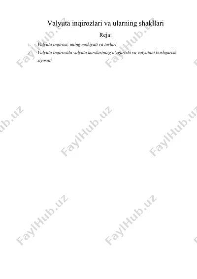valyuta inqirozlari va ularning shakllari — DOCX