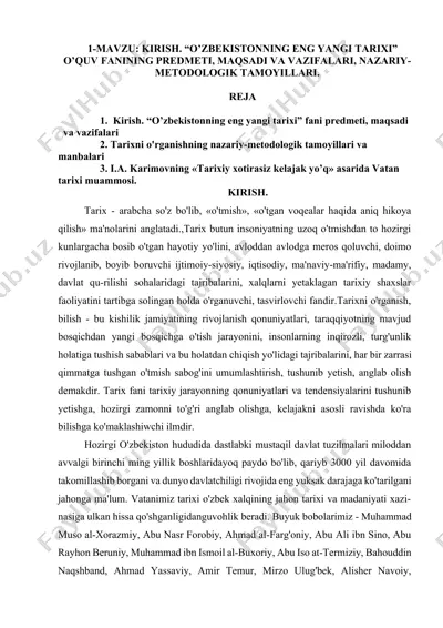 tarix fani haqida ma'lumotlar — DOCX