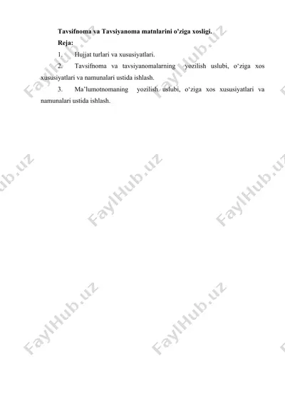 hujjatlar haqida ma'lumotlar — DOCX