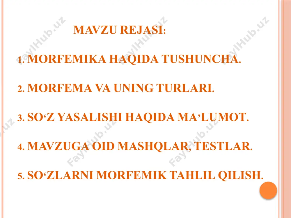 chalar so‘zlarni bir-biriga bog‘laydigan qo‘shimchalardir. bularga kelishik (xatni yozdi, uydan keldi), egalik (akamning kitobi, kollejimiz qizlari), shaxs-son (men keldim, sen yozding) qo‘shimchalari kiradi. bu qo‘shimchalar sintaktik munosabat shakllari ham deyiladi. o‘zbek tilida qo‘shimchalarning asosga qo‘shilish tartibi quyidagicha: asos+so‘z yasovchi qo‘shimcha+lug‘aviy shakl yasovchi qo‘shimcha+sintaktik shakl yasovchi qo‘shimcha. qo‘shimchalar tuzilishiga ko‘ra ikki xil bo‘ladi: sodda qo‘shimchalar boshqa qo‘shimchalarga ajralmaydi: yash+a, suv + sira. murakkab qo‘shimchalar kamida ikkita qo‘shimchaning qo‘shilishidan hosil bo‘ladi: nam+-garchilik, yordam+lash, xom+ligicha, ota+larcha, tep+kila. bunday qo‘shimchalar ma’lum bir so‘z tarkibidagina ajralmas holatga kelib qolgan, boshqa o‘rinlarda ular tarkiban ajratilishi mumkin: odamgarchilik so‘zi tarkibidagi –garchilik murakkab qo‘shimcha. ammo zargar, suvchi, yaxshilik so‘zlarida uchta mustaqil sodda qo‘shimchadir. so`z yasovchi qo‘shimchalar: - chi: gulchi, suvchi -dosh: sirdosh, sinfdosh -kor(-kar,-gar,gor): paxtakor,zargar, miskar, talabgor -kash: tuyakash, aravakash -choq,-chak,-chiq: maqtanchoq, kuyunchak, qizg‘anchiq; -gir,-g‘ir,-kir, -qir,-qur: sezgir, topqir, o‘tkir, olg‘ir,uchqur; -k (-ik,-uk,-ak): chirik, teshik, tuzuk, g‘alvirak; -q(-uq,-iq): iliq, siniq, buzuq, qoloq; -oq: qochoq, qo‘rqoq, baqiroq; -la: ishla, gulla, …