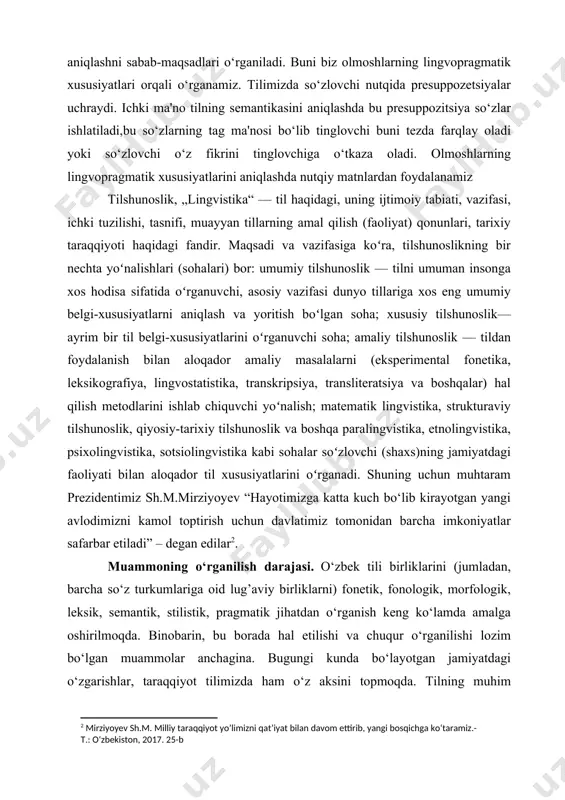 leksik-grammatik tizimida alohida xususiyatlarga ega bo‘lgan olmoshlar ham so‘z turkumlari orasida mustaqil guruh sifatida e’tirof etib kelinmoqdaki, bu e’tirof ma’lum nazariya asoslarga ega. so‘z turkumlarining, jumladan olmoshlarning o‘zbek tilshunosligida o‘rganilishi haqida s.ashirboyevning “o‘zbek tili grammatik qurilishining o‘rganilish tarixidan (1875-1917 yillardagi rus turkologlari asarlari asosida)” mavzusida yozilgan nomzodlik dissertasiyasi va j.eltazarovning “so‘z turkumlari haqida lingvistik nazariyalar” nomli monografiyasida ma’lumotlar batafsil berilgan[footnoteref:3]. [3: 16 юсупова ш.ж. ҳозирги ўзбек адабий тили дарсларида ўқувчилар тафаккурини ўстиришнинг илмий-методик асослари: пед. фан.доктори ... дисс. – тошкент, 2005. – 270 б; дисс. автореферати. – 44 б.] ularda qayd etilishicha, xix asrning 70-yillaridan boshlab chor rossiyasi o‘rta osiyoni o‘ziga bo‘ysundirgan va yangi mustamlakani boshqarish uchun yerlik aholining tilini o‘rganishi lozim bo‘lgan. shu maqsadda m.terentyev, a.v.starchevskiy, v.nalivkin, s.a.lapin, i.a.belyayev, l.afanasyev, n.budzinskiy, n.ostroumov kabilar sart (o‘zbek) tilini o‘rganishga oid 11 qo‘llanmalar yozishgan. o‘tgan asrning 30-yillaridan boshlab o‘zbek olimlari ham grammatikaga oid asarlar yarata boshladilar. q.ramazon va x.qayumiy, x.qayumiy va s.dolimov, …