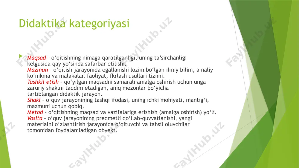 didaktika kategoriyalari. o’qitish jarayoni. - Page 5