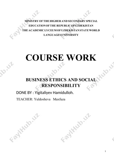 business ethics and social responsibility — DOCX