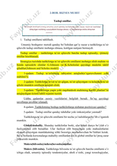biznes muhitini tahlil etish — DOCX