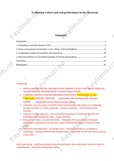 evaluating written and oral performance in the classroom — DOC