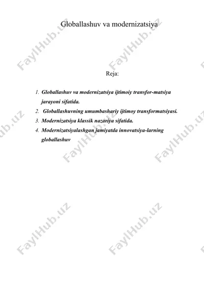 globallashuv va modernizatsiya — DOC