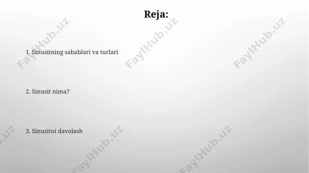 tomografiya (mrt) kabi tasviriy tashxis usullari va fizik tekshiruvlar bilan birgalikda, patsientning shikoyatlari va tibbiy tarixi hisobga olinadi. sinuzit alomatlari sinuzitning asosiy alomatlaridan biri 37,5°c dan yuqori tana haroratining ko'tarilishi, shuningdek, bosh og'rig'i, ayniqsa, yuzning old qismida va peshonada seziladi. surunkali sinuzit bilan og'rigan bemorlarda yiringli burun oqishi 10 kundan ortiq davom etishi va hid bilish qobiliyatining pasayishi kuzatiladi. sinuzit va boshqa kasalliklar sinusit ko'pincha allergik rinit, polip va gripp kabi yuqumli kasalliklari bilan birgalikda uchraydi, bu esa kasallikning og'irligini 2-3 barobar oshiradi. bosh miyaning meningit kabi yallig'lanishlari sinusit bilan aloqador bo'lishi mumkin, bunda infektsiyaning tarqalishi xavfi 1% dan 5% gacha etadi. xavf omillari sinusitning 10% dan ortiq holatlarida xavf omili sifatida burun poliplari aniqlanadi, bu esa yallig'lanish jarayonini kuchaytiradi va davolashni murakkablashtiradi. chekish, allergiya va immunitet tizimi buzilishlari kabi xavf omillari sinusitning 70% gacha holatlarida uchraydi, bu esa kasallikning og'irlashishiga olib keladi. qo'shimcha ma'lumotlar surunkali sinusitga chalingan bemorlarda 5 …
