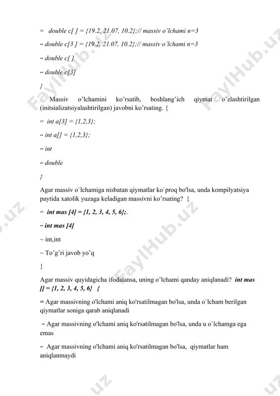 massivlar mavzusiga oid testlar - Page 5