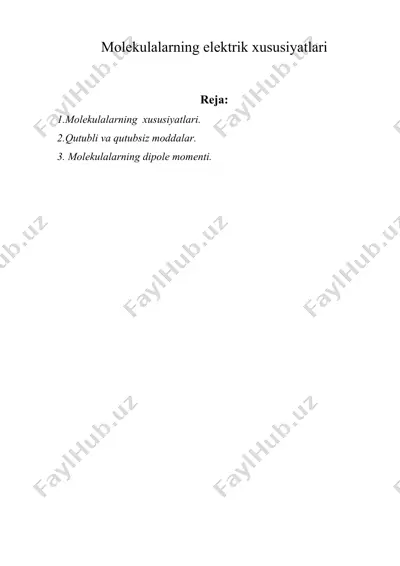 molekulalarning elektrik xususiyatlari — DOC