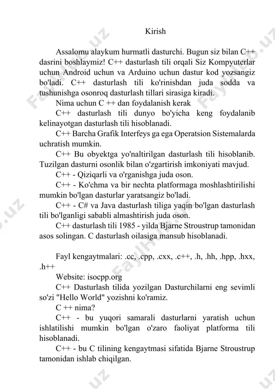 bal o'zgaruvchi int main() { int x = 9; // lokal o'zgaruvchi std::cout void kub (int *); int main() { int n; cout > n; kub (&n); cout // funksiya prototipi int sum(int , int); void sum(int , int, int *); int sum(int *, int *); void sum(int *, int *, int *); int main() { int a, b, c; cout > a; cout > b; c = sum(a, b); cout "; cin>>n; talaba = new talaba[n]; cout >talaba[i].ism; cout >talaba[i].familya; cout >talaba[i].kurs; cout >talaba[i].yunalish; cout >talaba[i].yosh; cout >talaba[i].jins; } cout "; cin>>yosh; cout yosh) cout "; cin>>jins; cout jins) cout , =, ) kiradi. аrifmetik va relyatsion operatorlar mantiqiy operatorlar - ikki yoki undan koʼp shartlarni, cheklovlarni birlashtirish yoki koʼrib chiqilayotganda asl holatni baholashni toʼldirish uchun ishlatiladi. mantiqiy operatorning ishlashi natijasi - bu haqiqiy yoki notoʼgʼri boʼlgan mantiqiy qiymat hisoblanadi. masalan, c yoki c ++ tillaridagi && operatori sifatida …