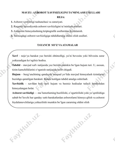 axborot xavfsizligini ta’minlash usullari — DOCX