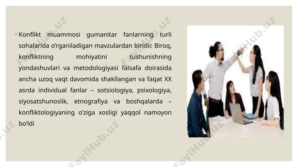 i ongli ravishda tanlashi kerak. shopengauer o’zi tanlagan tadqiqot ob’ektiga sodiq qoladi: barcha ishlari asosan mantiqiy xarakterga ega bo’lgan, mos keladigan “hiylalar” ga bag’ishlangan (uning o’zi bu atamani ishlatadi), lekin sherikga psixologik ta’sirni e’tiborsiz qoldirmaydi (hatto uni xafa qiladi). keling, bizni qiziqtirgan shaxslararo o’zaro ta’sirning jihatlarini muhokama qilishga – axloqiy me’yorlarni buzish bilan bog’liq bir xil muammoning tavsifiga murojaat qilaylik, lekin haqiqiy harakat darajasida, sheriklar yoki ulardan birining xatti-harakati. ushbu sohadagi g’oyalarning asoschisi ko’pincha nikkolo makiavelli hisoblanadi, uning xizmatlari maxsus kontseptsiyaning paydo bo’lishi – “machiavellianism”, ya’ni axloqiy me’yorlarga e’tibor bermaslikni anglatadi. o’z maqsadlariga erishish, shuningdek, belgilash asosida psixologiyani rivojlantirish nizoni hal qilishning falsafiy jihatini ham koʻrib chishga imkon beradi. rivojlanish modellari...shaxslararo ziddiyatli vaziyat. ko’pgina konflikt tipologiyalari yoki uning tomonlarining xususiyatlariga asoslanadi (bular g’arb sotsiologiyasida keng tarqalgan klassifikatsiyalar bo’lib, ular konfliktlarning turli darajalarini ajratib turadi, masalan, s. cheyzning 18 darajali tizimli tasnifi, konflikt hodisalarini shaxsiy va shaxslararo darajadan to nizolargacha qamrab …