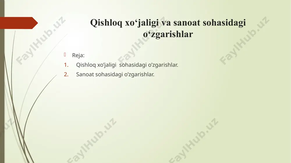 iy qilindi. foydalanishdan chiqqan 1 million 100 ming gektar yerni qayta ishga kiritish bo'yicha sa'y-harakatlar boshlandi. qishloq xo’jaligi sohasidagi o’zgarishlar. qishloq xo'jaligida suvdan to'g'ri foydalanish ham juda muhim masala. tahlillarga ko'ra, yurtimizda ekin maydonlariga milliardlab kub metr suv yo'naltirilsa-da, uning faqat 60 foizi ekinlarga yetib boradi, 40 foizi sug'orish tizimlarida va sug'orish jarayonida yo'qotiladi. jahon suv resurslari instituti tahminlariga ko'ra, 2040 yilga borib o'zbekiston suv o'ta tanqis bo'lgan 33 mamlakat qatoridan joy olishi mumkin. shu bois davlatimiz rahbari bu masalaga alohida e'tibor qaratib, suvdan foydalanish samaradorligini oshirish va uning hisobini yuritish, har yili 200 ming gektar maydonda suv tejovchi texnologiyalarni joriy qilib borish zarurligini ta'kidladi. ushbu yo'nalishlar ishlab chiqilayotgan strategiyada o'z aksini topishi kerakligi aytildi. qishloq xo’jaligi sohasidagi o’zgarishlar. qishloq xo'jaligini davlat tomonidan qo'llab-quvvatlash va davlat xaridlari tizimini takomillashtirish masalalari muhokama qilinar ekan, budjet mablag'larining asosiy qismini yerlarning unumdorligini oshirish, suv tejovchi texnologiyalarni joriy qilish, ilm-fanni rivojlantirishga sarflash lozimligi ko'rsatib …