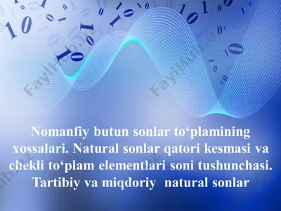 nomanfiy butun sonlar to‘plamining xossalari — PPT