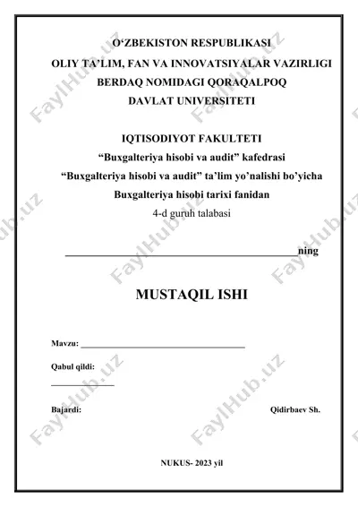 buxgalteriya hisobi tarixi fanidan — DOCX