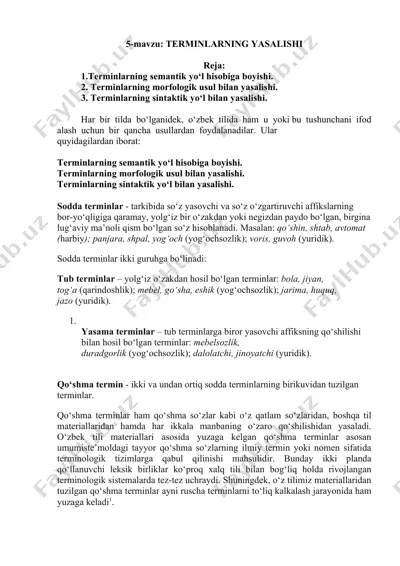 terminlarning yasalishi — DOCX