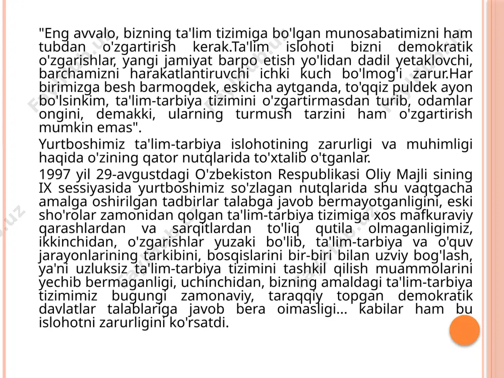 ni amaliy yoki nazariy o’zlashtirish usullari tushuniladi. faoliyatning turli jabhalarini o’rganishni qamrab olgani holda ilmiy bilish va uning usullari metodikaning asosiy yo’nalishidir. unda ta’lim va tarbiya berish usullari asosiy o’rinda turadi. odatda metodika (uslubiyat) deganda ilmiy bilish faoliyatining shakllari va metodlari majmui haqidagi fan tushuniladi. bu nazariy jihatdan qo’yilgan maqsadga etish, haqiqatni, reallikni, faoliyatni nazariy yoki amaliy bilish, o’rganishning usullari yoki operatsiyalari majmuidir. pedagogik amaliyotda, an’anaga muvofiq, o’quv tarbiyaviy maqsadlarga erishish uchun qo’llanilayotgan, tartibga solingan faoliyat usuli metod deb tushuniladi. bunda o’qituvchining o’qitish faoliyati usullari bilan o’quvchining o’qish faoliyatining usullari birbiriga bog’liqligi ta’kidlanadi. o’qitish metodi quyidagicha tavsiflanadi: o’qitishning maqsadi, o’zlashtirish usuli, o’quv jarayoni qatnashchilari (o’qituvchi, o’quvchi, talaba)ning o’zaro munosabati. o’qitish metodikasi tushunchasi: a) pedagogning o’qitish usullari va o’quvchining o’qish usullari hamda o’quvchining o’qituvchi bilan o’zaro bog’langanligini; b) o’qitishdan ko’zlangan maqsadga erishish bo’yicha hamkorlikda ishlashning o’ziga xosligi, ya’ni, o’qitish metodlari belgilangan maqsadga etish uchun ta’lim vazifalarini hal etishda o’qituvchi va o’quvchining …