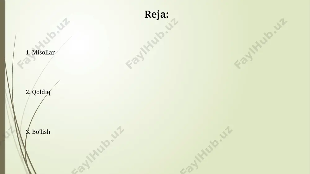 iga ajratish jarayonini o'z ichiga oladi, masalan, 12 sonini 2 x 2 x 3 ga ajratish mumkin, bu esa elementar sonlar nazariyasi va algebrada muhim ahamiyatga ega. bo'linish tushunchasi, geometriyada, masalan, samarqanddagi registon maydonidagi binolarni teng qismlarga bo'lishda yoki 3 o'lchovli shakllarni hajmlariga qarab taqsimlashda qo'llaniladi, bu esa 2:1 nisbatdagi bo'linmalarni o'z ichiga olishi mumkin. bo'linishga oid masalalar toshkent shahrida joylashgan 5 ta notarius idorasi 2023-yilning birinchi choragida o‘rtacha har biri 70 dan ortiq meros bo‘linishi bilan bog‘liq hujjatlarni rasmiylashtirgan. bu esa, murakkab meros qoldirish holatlarida bo‘linish masalalarining dolzarbligini ko‘rsatadi. qoraqalpog‘iston respublikasining nukus shahrida 2021-yilda o‘tkazilgan sotsiologik tadqiqotlar shuni ko‘rsatdiki, aholining 45%i mulk bo‘linishi jarayonida qiyinchiliklarga duch kelgan va 10%i huquqiy yordam olish imkoniyatiga ega bo‘lmagan. kasrlarning bo'linishi samarqanddagi registon maydonidagi uchta kasr – ulugʻbek, tillakori va sherdor madrasalarining meʼmoriy boʻlinishi 15-asrda oltin nisbat qoidalariga asoslangan holda amalga oshirilgan. xorazm viloyatidagi itchan-qal’a shaharchasidagi uy-joylarning boʻlinishi, taxminan 100 ga yaqin bino, …