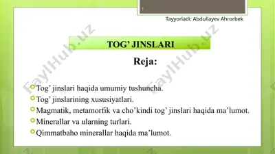 tog’ jinslari — PPTX