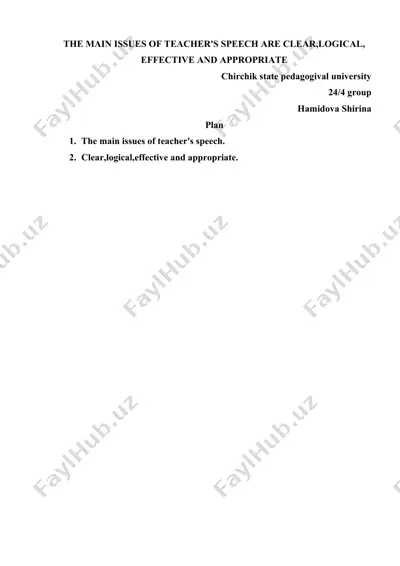 the main issues of teacher’s speech: clear, logical, effective and appropriate — DOCX