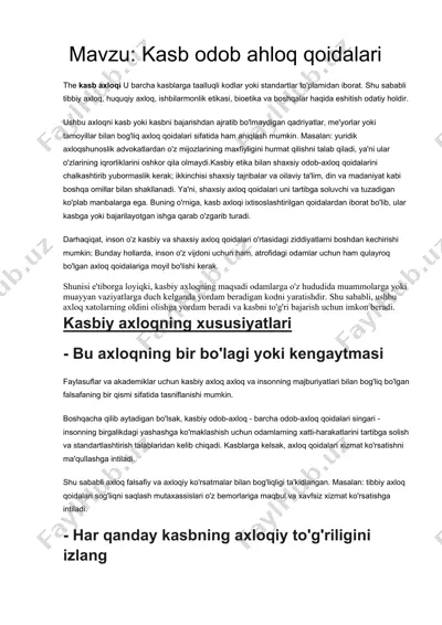 kasb odob ahloq qoidalari — DOCX