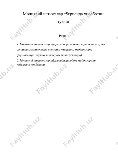 молиявий натижалар тўғрисида ҳисоботни тузиш — DOCX