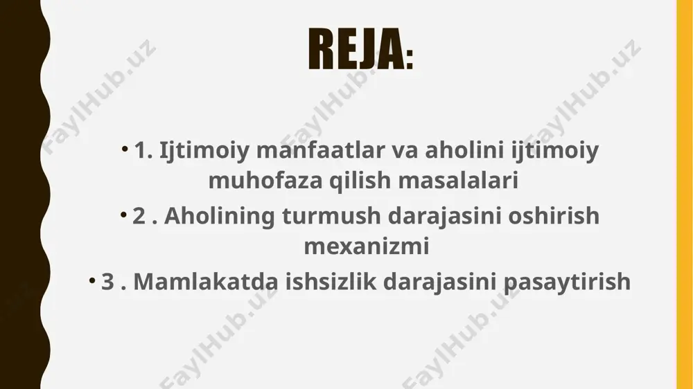 vrda narxlar erkinlashtirilishi va pulning qadrsizlanish darajasi ortib borishi munosabati bilan daromadlarning eng kam va o'rtacha darajasini muntazam oshirish ijtimoiy himoyalash chora-tadbirlari tizimidagi eng ustuvor yo'nalishlardan biri bo'lib keldi. islohotlarning ushbu bosqichida daromadlar nisbatini o'zgartirish ish haqi, pensiyalar, stipendiyalarning, jamg'arma banklaridagi aholi omonatlari stavkalarining eng oz miqdorlarini bir vaqtning o'zida markazlashtirilgan tarzda qayta ko'rib chiqish yo'li bilan amalga oshirildi. 90-yillarning birinchi yarmida ish haqi va pensiyalarning eng kam miqdori bir necha bor oshirildi. oʻzbekiston respublikasi prezidenti 2023-yil 17-noyabrda “ish haqi, pensiyalar va nafaqalar miqdorini oshirish toʻgʻrisida”gi pf–196-son farmonni imzoladi. unga koʻra, 2023-yil 1-dekabrdan boshlab: budjet tashkilotlari xodimlarining ish haqi, pensiyalar va nafaqalar miqdori 7 foizga; bazaviy hisoblash miqdori 3 foizga oshiriladi. shuningdek, 2023-yil 1-dekabrdan boshlab oʻzbekiston respublikasi hududida: mehnatga haq toʻlashning eng kam miqdori — oyiga 1 mln 50 ming soʻm; bazaviy hisoblash miqdori — oyiga 340 ming soʻm; pensiyani hisoblashning bazaviy miqdori — oyiga 372 ming soʻm; yoshga doir …