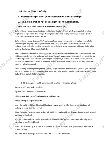 elektr xavfsizligi — DOCX