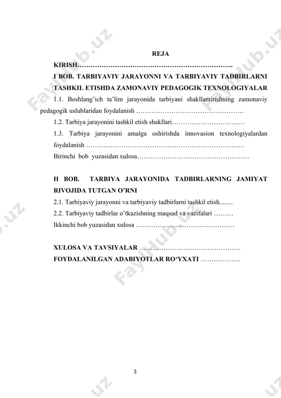 atlar yaratayotgani boshlang’ich sinf o’quvchilari kelajakning yaratuvchilari ekanini e’tirof etganligidan dalolatdir. modomiki, qaysi bir jamiyat kelajakning muqaddas marralariga ishonch bilan odim tashlab borar ekan, ta’lim va tarbiyaga, boshlang’ich sinf o’quvchilarining kamolotiga e’tibor berishi tabiiy va qonuniydir. bu jahatdan har bir yosh, har bir yigit-qiz, har bir iste’dod egasi alohida diqqat va e’tiborga molikdir. bu birinchi navbatda mamlakatimizning intellektual salohiyatini saqlab qolish va rivojlantirish, uning ma’naviy kamolotini ta’minlash bilan aloqador. ta’lim-tarbiya jarayonlarini maqsadga muvofiq tarzda yo‘lga qo‘yish, yaratilgan shart-sharoitlardan samarali foydalanib, yuqori bilimli o‘quvchi boshlang’ich sinf o’quvchilarini tarbiyalash va ularni hayotga tayyorlash biz o‘qituvchi kadrlarning mas`uliyatli vazifamizdir. boshlang’ich sinf o’quvchilariga ta’lim- tarbiya berish barcha predmetlar kabi o‘qish darslarida ham amalga oshiriladi. kurs ishining maqsadi. o‘quvchilarni axborot vositalari orqali ta’lim-tarbiya jarayonidagi o’rnini o‘rgatish yo‘llarini nazariy jihatdan asoslash va o‘quvchilarni ma’naviy barkamol shaxs sifatida shakllantirishda mustaqil va erkin fikrlashning o‘rni va ahamiyatini belgilashdan iborat. kurs ishining vazifasi. tadqiqotning maqsadiga erishish uchun quyidagi vazifalar …