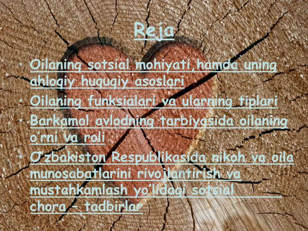 y sifatlarga ega bo‘lishi, unda ma’naviy bilimlarni egallashga nisbatan ehtiyoj va qiziqishning paydo bo‘lishida oila tarbiyasi asosiy rolni bajaradi. oilada qaror topgan sog‘lom ma’naviy-ruhiy muhit farzandlarning etuk, barkamol bo‘lib voyaga etishlari uchun beqiyos ahamiyatga egadir. bolalarda ijtimoiy-dunyoviy bilimlarni egallashga bo‘lgan intilish, ijtimoiy faoliyatning shakllanishida ota-onalarning samarali ishtirok etishlari hal qiluvchi omil bo‘lib, bu oila tarbiyasini muvafiqiyatli amalga oshirishning zarur shartlaridan biri. oila tarbiyasida bolalar hayotini to‘g‘ri yuritish ularni vaqtdan to‘g‘ri va unumli foydalanishlarining asosiy garovidir. bolalarning oiladagi vaqtini o‘yin, mehnat va o‘qish faoliyatlari bo‘yicha to‘g‘ri taqsimlash nihoyatda muhimdir. www.arxiv.uz www.arxiv.uz oilada tashkil etiladigan estetik tarbiya bolalarda go‘zallikni his qilish, undan zavqlanish, tabiat go‘zalliklaridan bahra olish asosida his-tuyg‘u, idrok, tasavvur hamda qarashlarni yuzaga keltirish, ularni hayotni sevishga o‘rgatishdek vazifalarning ijobiy hal etilishini nazarda tutadi. mehnat tarbiyasi ham oila tarbiyasining asosiy yo‘nalishlaridan biri sanaladi. shaxsning mustahkam harakter va qat’iy iroda egasi bo‘lib voyaga etishida mehnatning roli kattadir. bolalarni oilada to‘g‘ri tarbiyalashda oila …